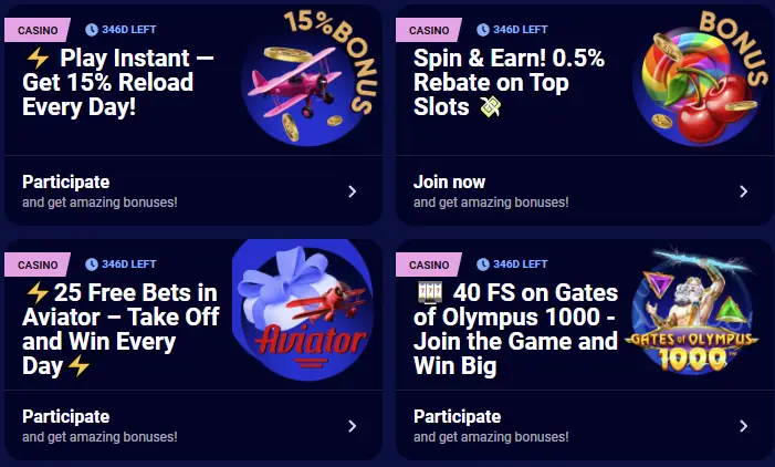 Spinay Casino Bonus Türleri