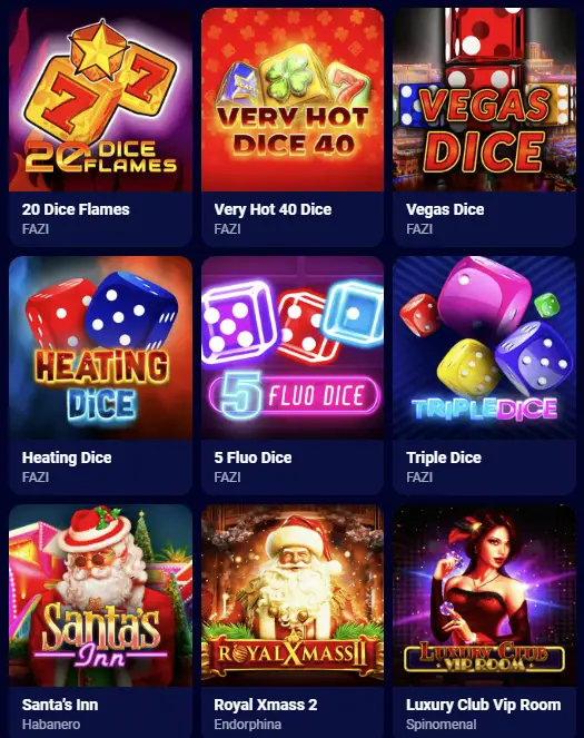 Spinay Casino's full catalog of slot machines